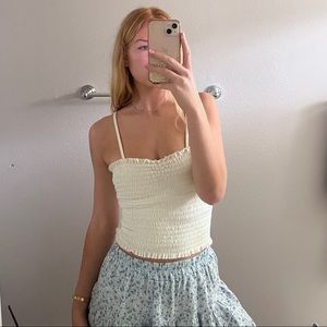 Brandy Melville white scrunch sleeveless top